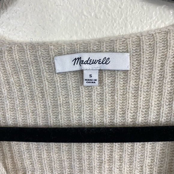 Madewell Wool Nkit V-Neck Long Sleeve Cozy Beige Cream Fall Winter Sweater Small - Picture 3 of 12